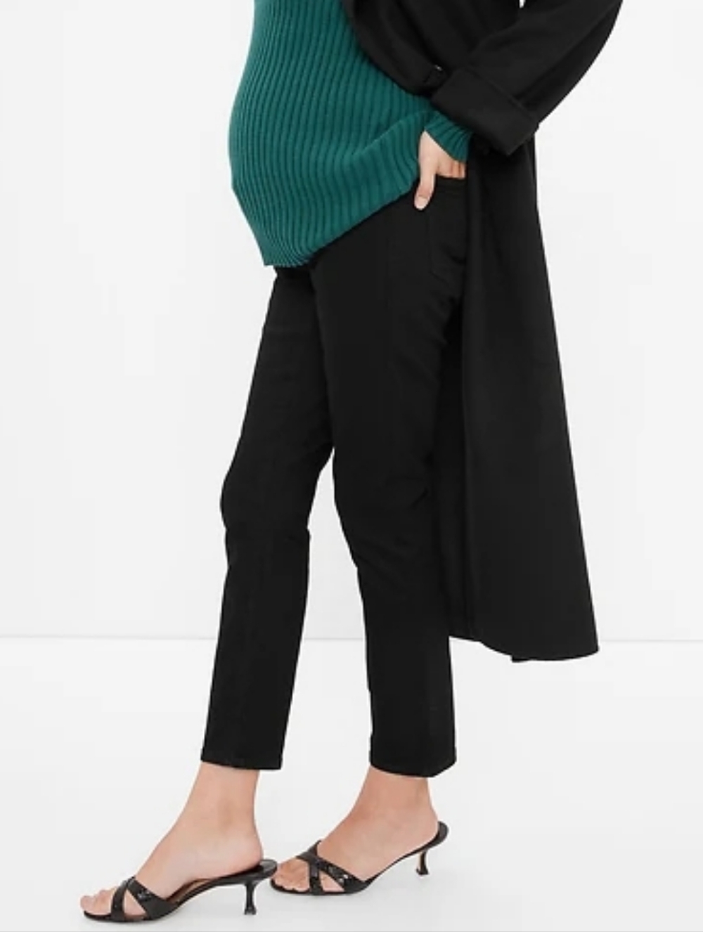 NWT Gap Maternity Black Under Belly Inset Panel Slim Straight Jeans Size 31, 12